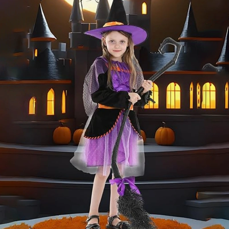 Halloween Parade Kids Witch Costume with Sparkly Cape