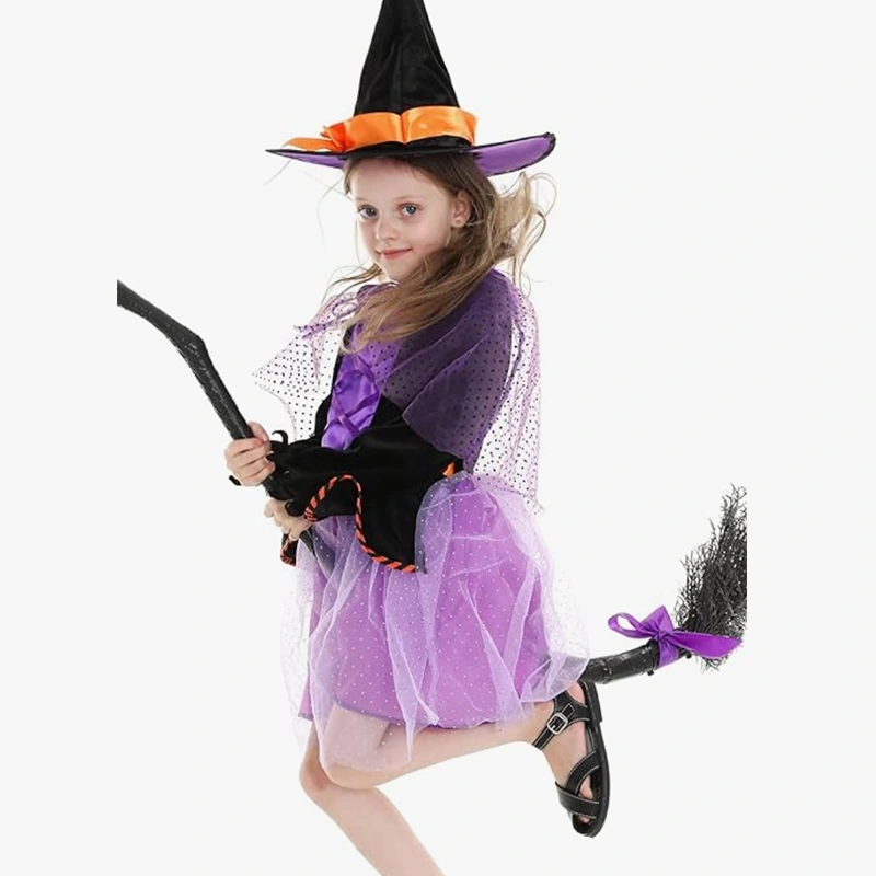 Storybook Character Day Kids Witch Costume with Lace Trim